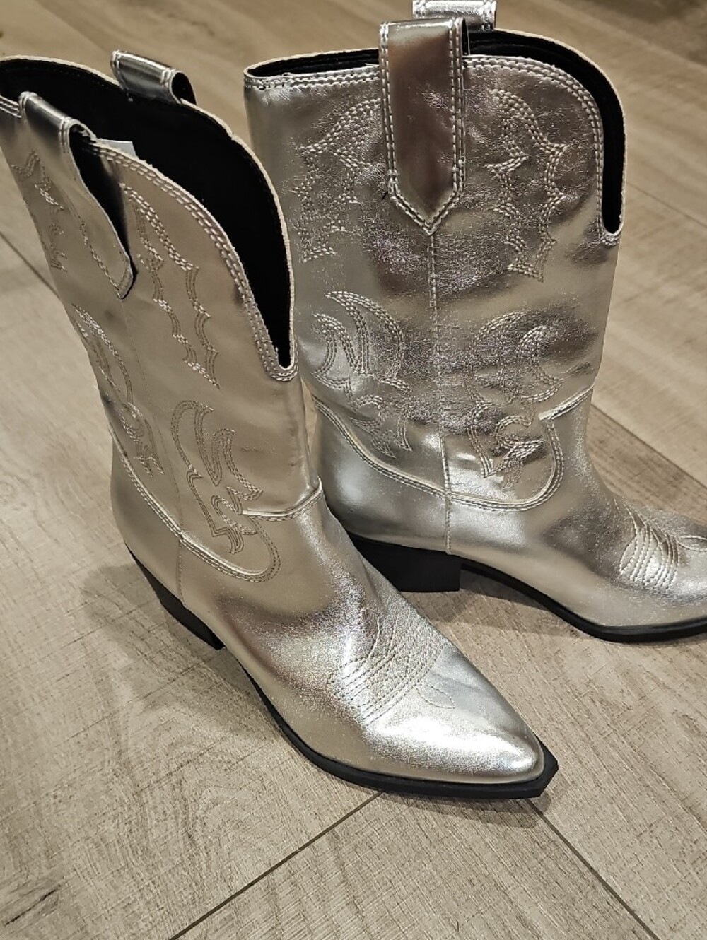 Indigo Metallic Silver Western Cowgirl Boots